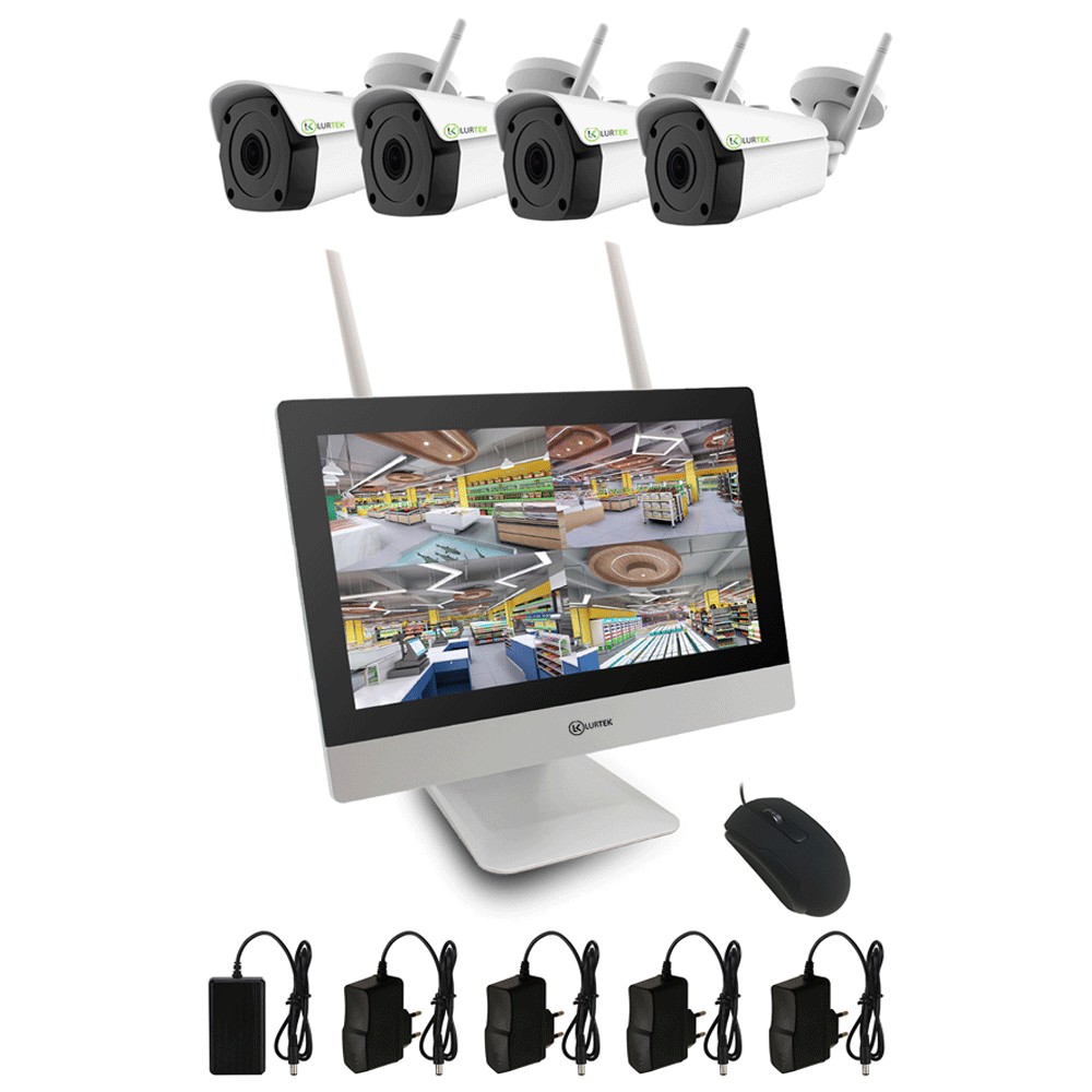 Kit Videosorveglianza Wireless LCD e 4 Telecamere 5 Mpx